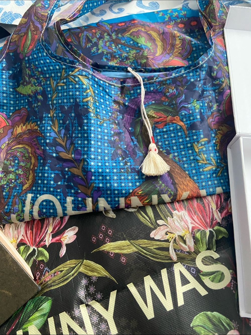 Johnny Was Black Floral Logo Tote with Pink & Green Blooms.  Bundle - Picture 3 of 5
